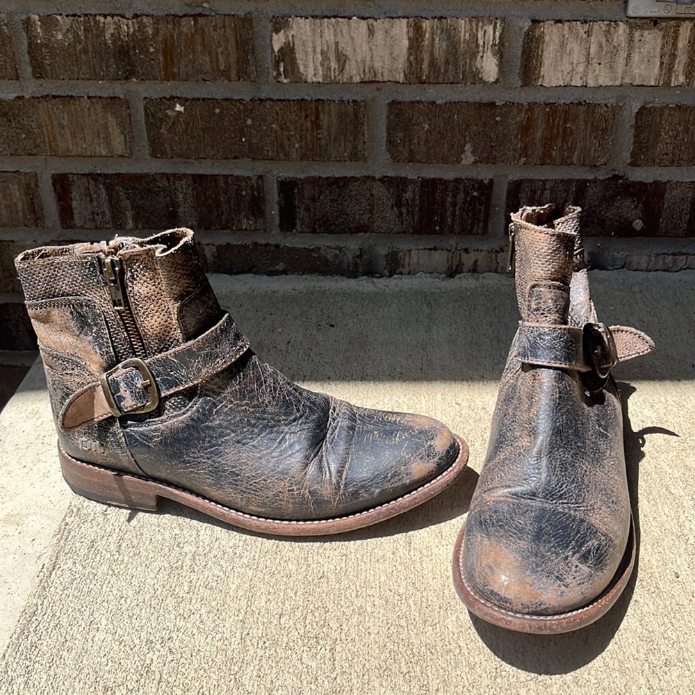 BED|STU Rustic Brown Leather Ankle Boots